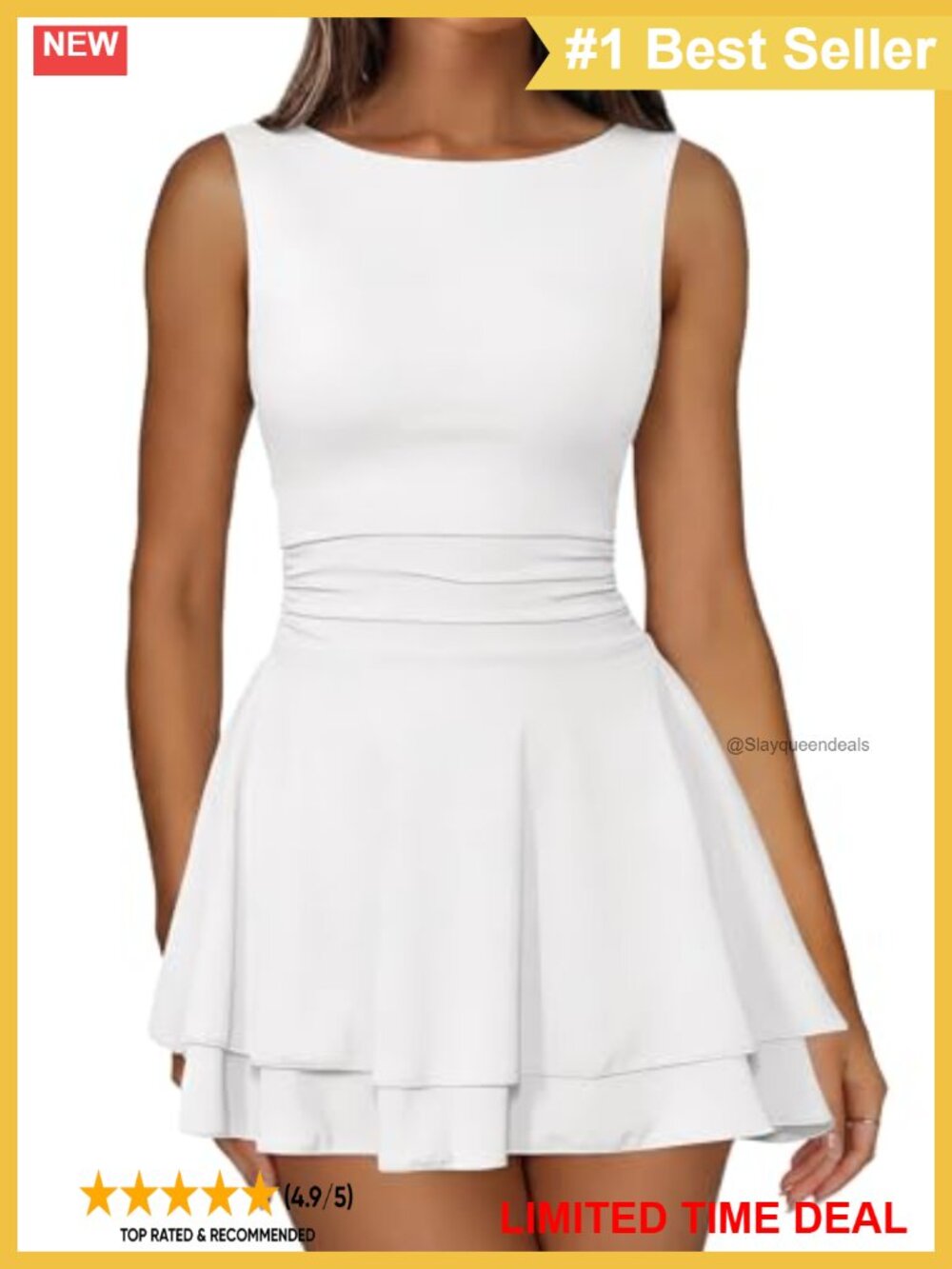 Boat Neck Sleeveless Mini Dress Tiered Ruffle Hem Party